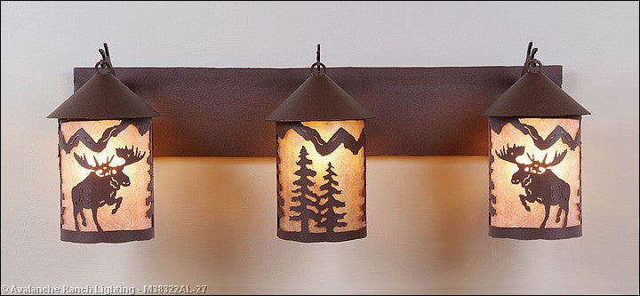 Avalanche Ranch Cascade-Alaska Moose M38322AL-27 Bath Vanity Light 30 in. wide - Rustic Brown