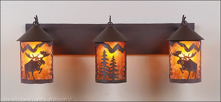 Avalanche Ranch Cascade-Alaska Moose M38322AM-27 Bath Vanity Light 30 in. wide - Rustic Brown