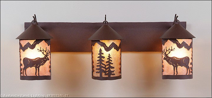 Avalanche Ranch Cascade-Valley Elk M38323AL-27 Bath Vanity Light 30 in. wide - Rustic Brown