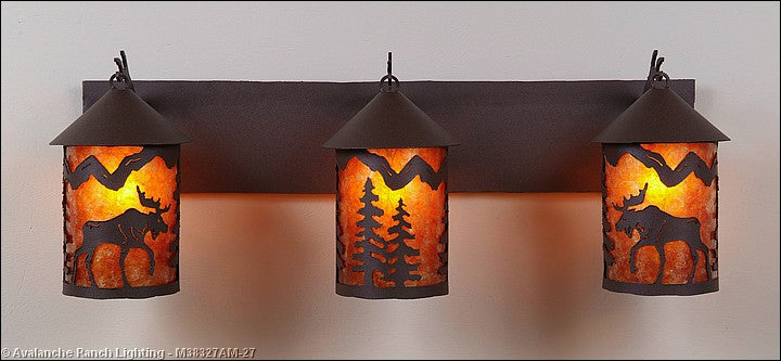 Avalanche Ranch Cascade-Mountain Moose Rustic Brown M38327AM-27 Bath Vanity Light 30 in. wide - Rustic Brown