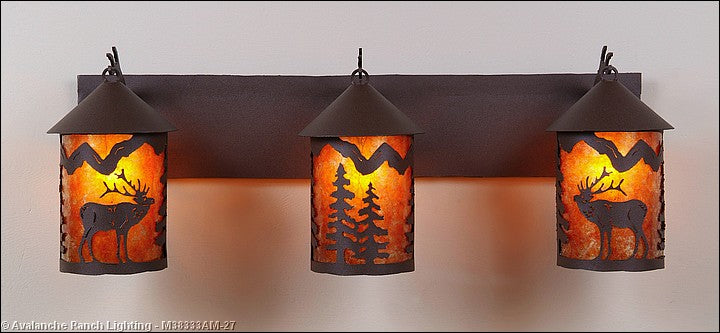 Avalanche Ranch Cascade-Mountain Elk Rustic Brown M38333AM-27 Bath Vanity Light 30 in. wide - Rustic Brown