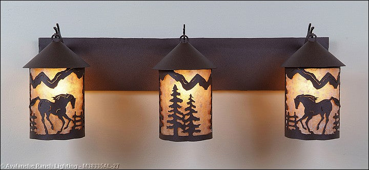 Avalanche Ranch Cascade-Mountain Horse M38335AL-27 Bath Vanity Light 30 in. wide - Rustic Brown