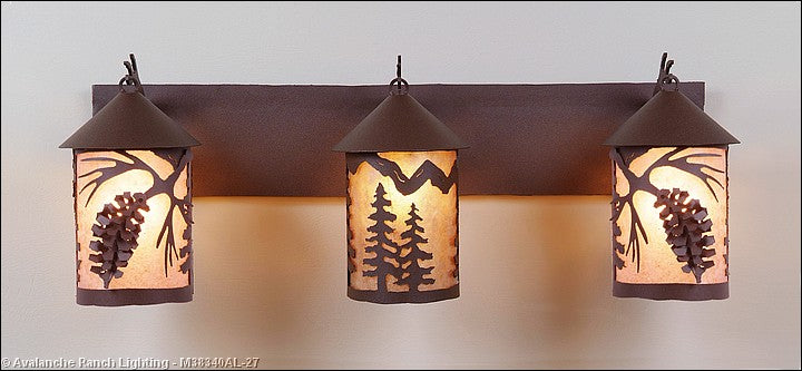 Avalanche Ranch Cascade-Spruce Cone M38340AL-27 Bath Vanity Light 30 in. wide - Rustic Brown