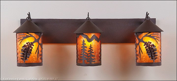Avalanche Ranch Cascade-Spruce Cone M38340AM-27 Bath Vanity Light 30 in. wide - Rustic Brown