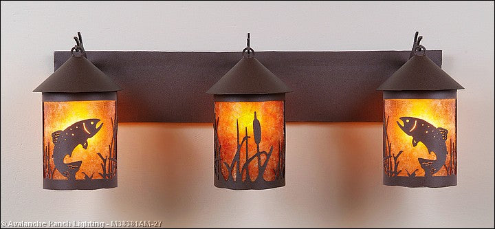 Avalanche Ranch Cascade-Trout Rustic Brown M38381AM-27 Bath Vanity Light 30 in. wide - Rustic Brown