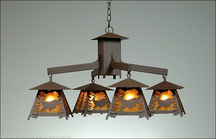 Avalanche Ranch Smoky Mountain-Mountain Deer M41430AM-27 Chandelier Light - Rustic Brown