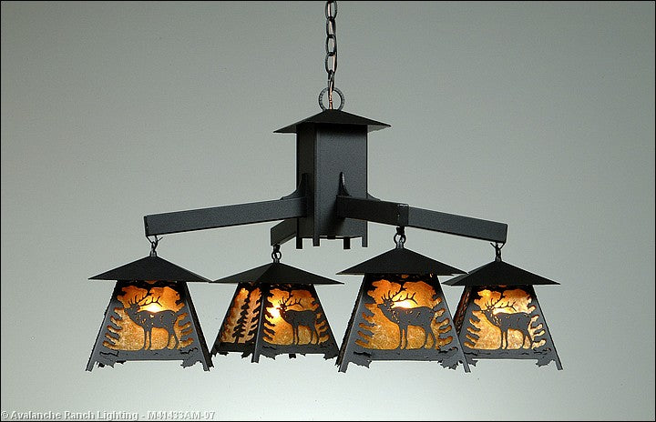 Avalanche Ranch Smoky Mountain-Mountain Elk M41433AM-97 Chandelier Light - Black Iron