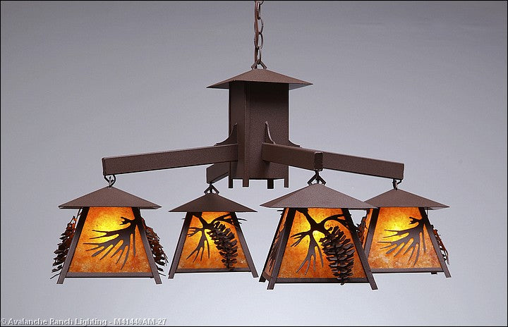 Avalanche Ranch Smoky Mountain-Spruce Cone M41440AM-27 Chandelier Light - Rustic Brown