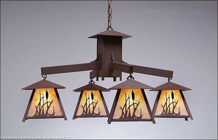 Avalanche Ranch Smoky Mountain-Cattails M41465AL-27 Chandelier Light - Rustic Brown