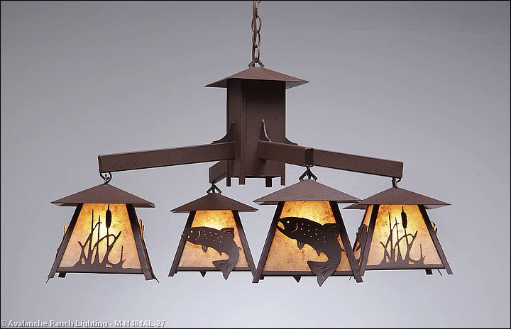 Avalanche Ranch Smoky Mountain-Trout M41481AL-27 Chandelier Light - Rustic Brown