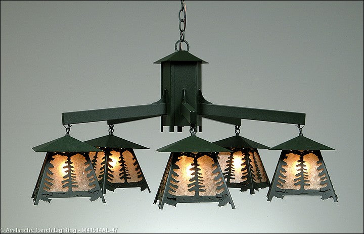 Avalanche Ranch Smoky Mountain-Spruce Tree M41514AL-47 Chandelier Light - Forest Green