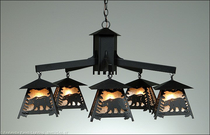 Avalanche Ranch Smoky Mountain-Mountain Bear M41525AL-97 Chandelier Light - Black Iron