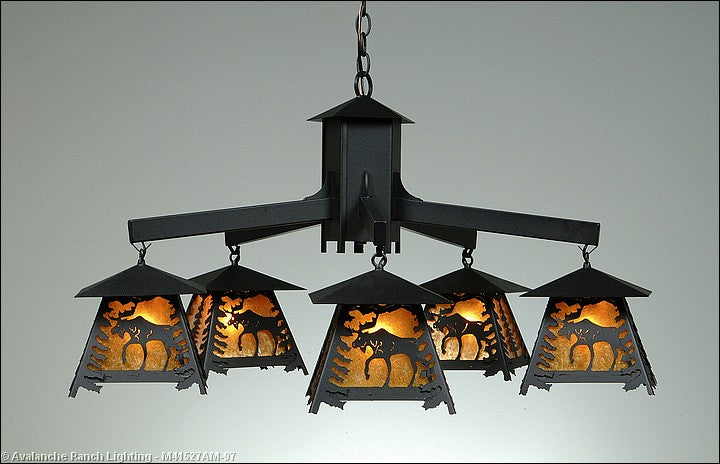 Avalanche Ranch Smoky Mountain-Mountain Moose M41527AM-97 Chandelier Light - Black Iron