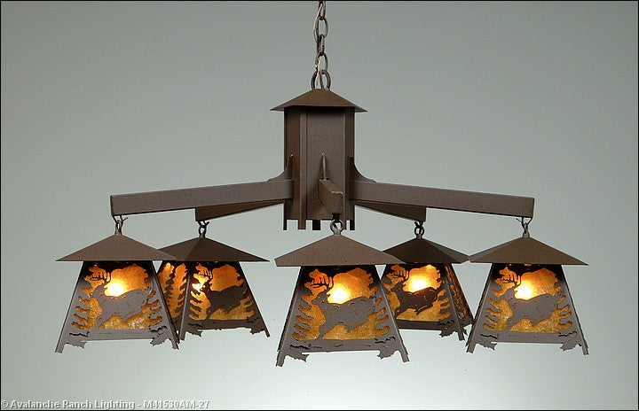 Avalanche Ranch Smoky Mountain-Mountain Deer M41530AM-27 Chandelier Light - Rustic Brown