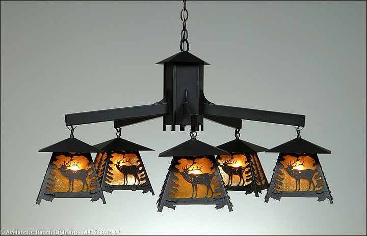 Avalanche Ranch Smoky Mountain-Mountain Elk M41533AM-97 Chandelier Light - Black Iron