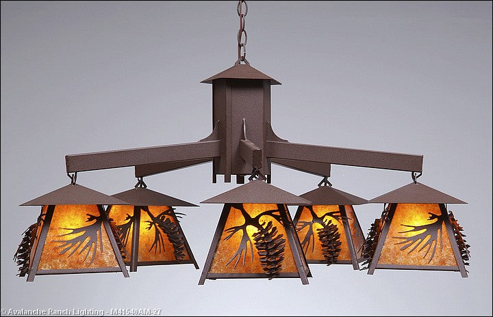 Avalanche Ranch Smoky Mountain-Spruce Cone M41540AM-27 Chandelier Light - Rustic Brown