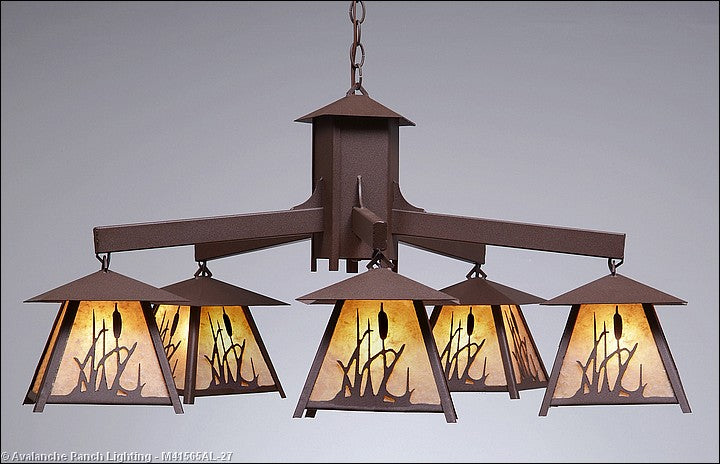 Avalanche Ranch Smoky Mountain-Cattails M41565AL-27 Chandelier Light - Rustic Brown