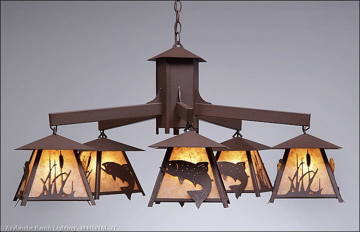 Avalanche Ranch Smoky Mountain-Trout M41581AL-27 Chandelier Light - Rustic Brown