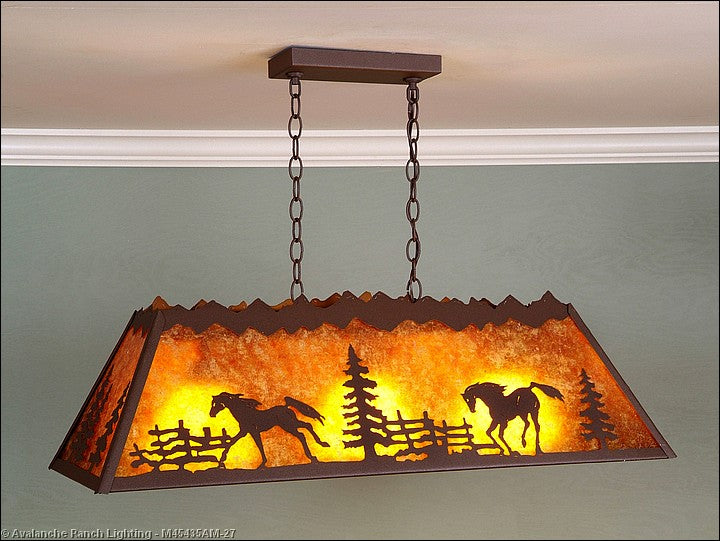 Avalanche Ranch Rocky Mountain-Mountain Horse Rustic Brown M45435AM-27 Pendant Light - Rustic Brown