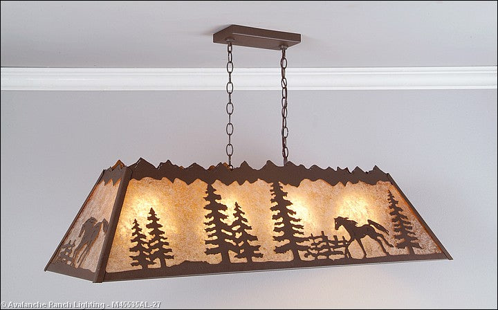 Avalanche Ranch Rocky Mountain-Mountain Horse Rustic Brown M45535AL-27 Pendant Light - Rustic Brown
