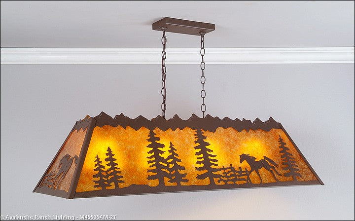 Avalanche Ranch Rocky Mountain-Mountain Horse Rustic Brown M45535AM-27 Pendant Light - Rustic Brown