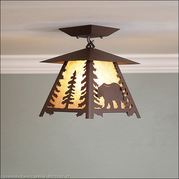 Avalanche Ranch Smoky Mountain-Mountain Bear M47525AL-27 Ceiling Light - Rustic Brown