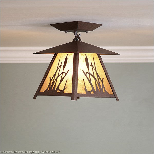 Avalanche Ranch Smoky Mountain-Cattails M47565AL-27 Ceiling Light - Rustic Brown