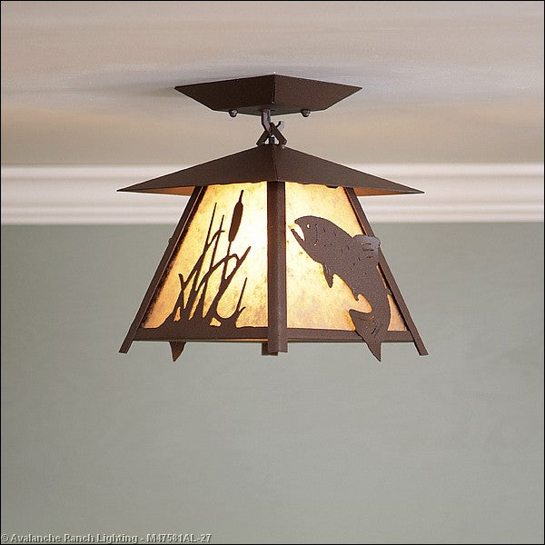 Avalanche Ranch Smoky Mountain-Trout M47581AL-27 Ceiling Light - Rustic Brown