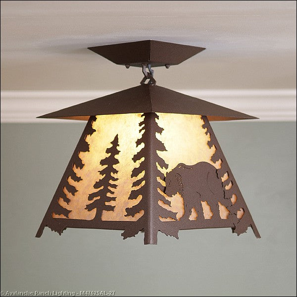 Avalanche Ranch Smoky Mountain-Mountain Bear M47625AL-27 Ceiling Light - Rustic Brown