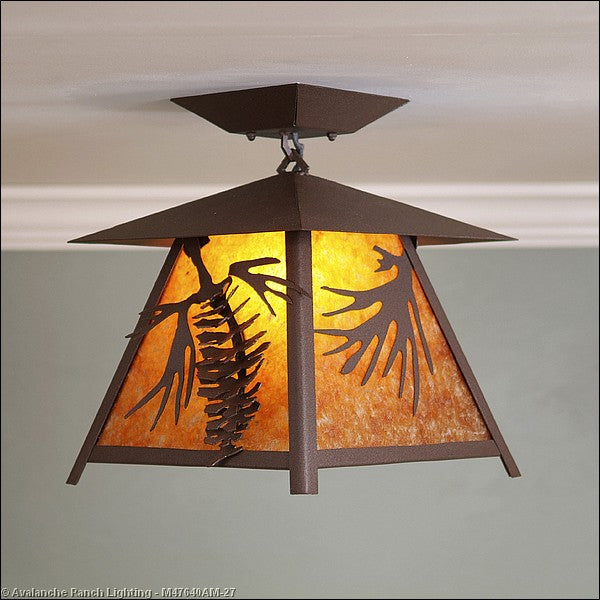 Avalanche Ranch Smoky Mountain-Spruce Cone M47640AM-27 Ceiling Light - Rustic Brown