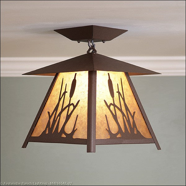 Avalanche Ranch Smoky Mountain-Cattails M47665AL-27 Ceiling Light - Rustic Brown