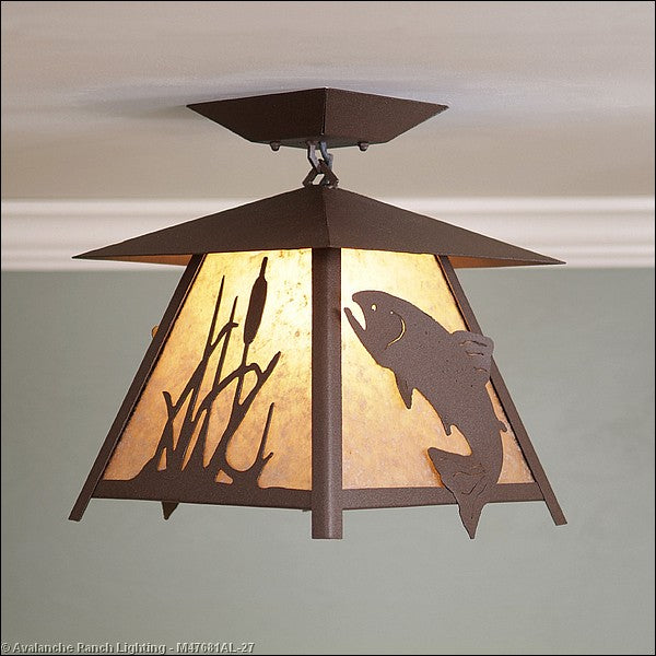 Avalanche Ranch Smoky Mountain-Trout M47681AL-27 Ceiling Light - Rustic Brown