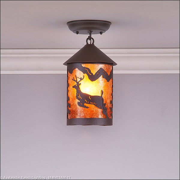 Avalanche Ranch Cascade-Valley Deer M48421AM-27 Ceiling Light - Rustic Brown