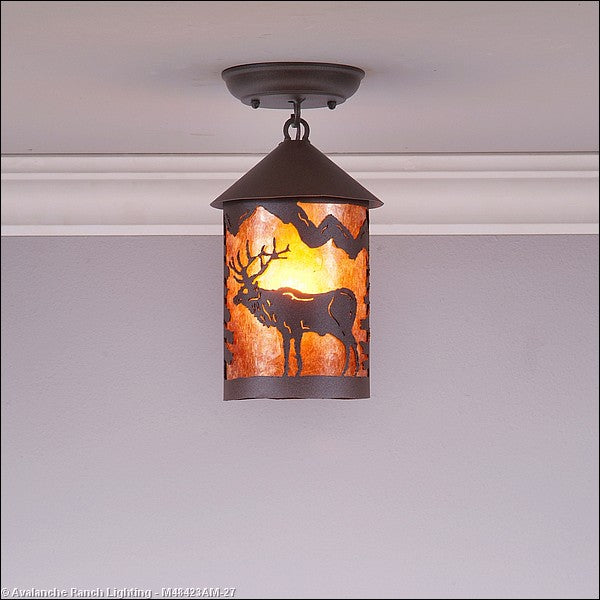 Avalanche Ranch Cascade-Valley Elk M48423AM-27 Ceiling Light - Rustic Brown