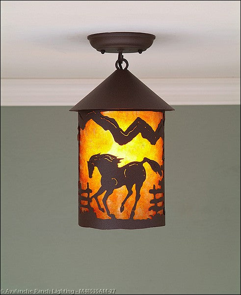 Avalanche Ranch Cascade-Mountain Horse M48535AM-27 Ceiling Light - Rustic Brown