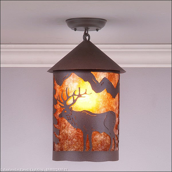 Avalanche Ranch Cascade-Valley Elk M48623AM-27 Ceiling Light - Rustic Brown