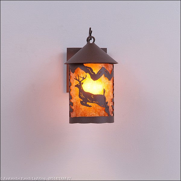 Avalanche Ranch Lighting M51421AM-27 Cascade Lantern-Valley Deer Exterior - Wall Mount Outdoor Bronze / Dark