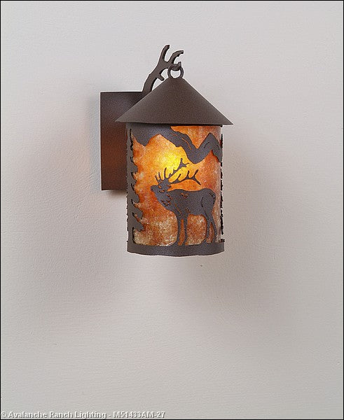 Avalanche Ranch Lighting M51433AM-27 Cascade Lantern-Mountain Elk One Light Wall Sconce Outdoor Bronze / Dark