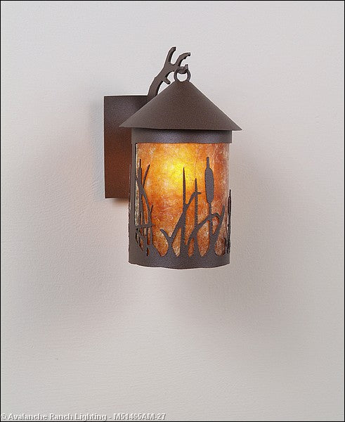 Avalanche Ranch Lighting M51465AM-27 Cascade Lantern-Cattails One Light Wall Sconce Outdoor Bronze / Dark