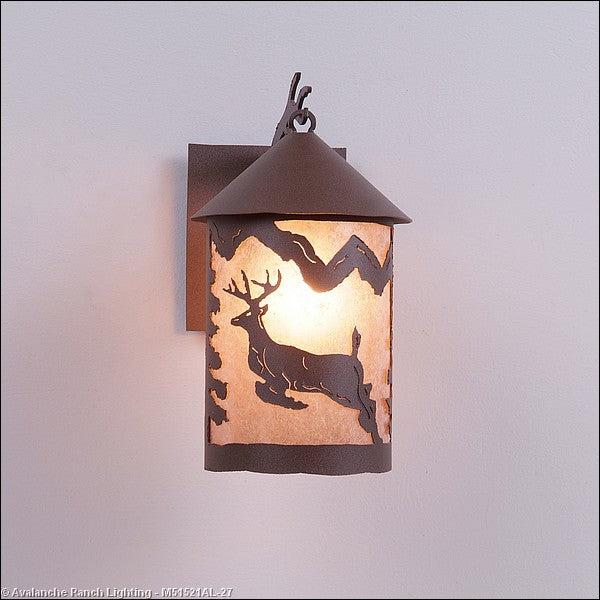 Avalanche Ranch Lighting M51521AL-27 Cascade Lantern-Valley Deer One Light Wall Sconce Outdoor Bronze / Dark
