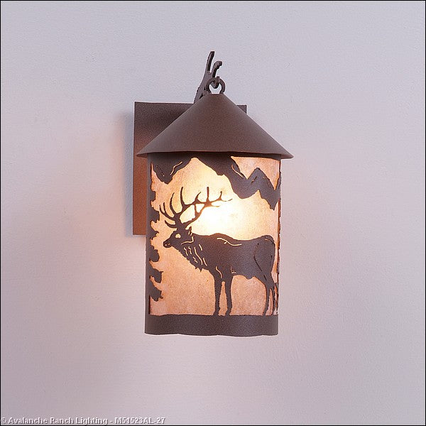 Avalanche Ranch Lighting M51523AL-27 Cascade Lantern-Valley Elk One Light Wall Sconce Outdoor Bronze / Dark
