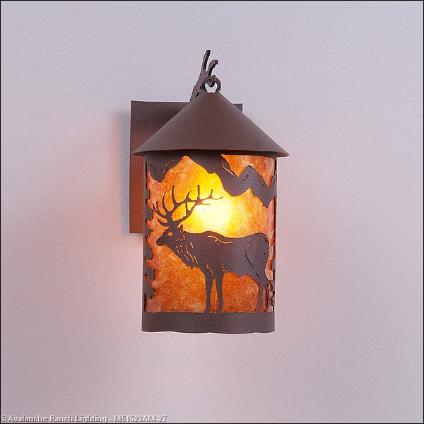Avalanche Ranch Lighting M51523AM-27 Cascade Lantern-Valley Elk Exterior - Wall Mount Outdoor Bronze / Dark
