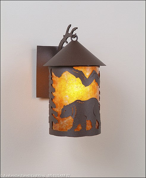 Avalanche Ranch Lighting M51525AM-27 Cascade Lantern-Mountain Bear One Light Wall Sconce Outdoor Bronze / Dark