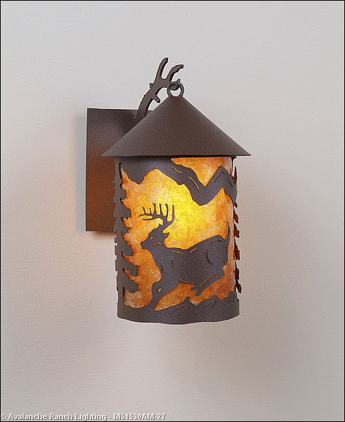 Avalanche Ranch Lighting M51530AM-27 Cascade Lantern-Mountain Deer One Light Wall Sconce Outdoor Bronze / Dark