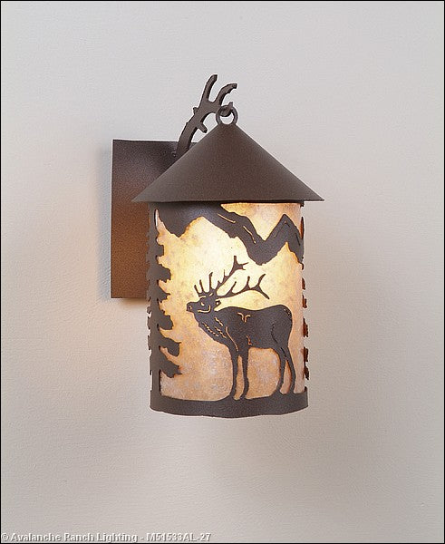 Avalanche Ranch Lighting M51533AL-27 Cascade Lantern-Mountain Elk One Light Wall Sconce Outdoor Bronze / Dark