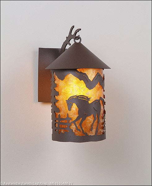 Avalanche Ranch Lighting M51535AM-27 Cascade Lantern-Mountain Horse One Light Wall Sconce Outdoor Bronze / Dark