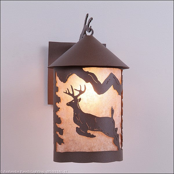 Avalanche Ranch Lighting M51621AL-27 Cascade Lantern-Valley Deer One Light Wall Sconce Outdoor Bronze / Dark