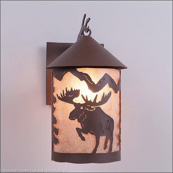 Avalanche Ranch Lighting M51622AL-27 Cascade Lantern-Alaska Moose One Light Wall Sconce Outdoor Bronze / Dark