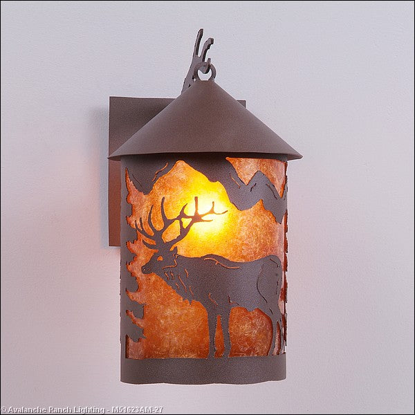 Avalanche Ranch Lighting M51623AM-27 Cascade Lantern-Valley Elk Exterior - Wall Mount Outdoor Bronze / Dark