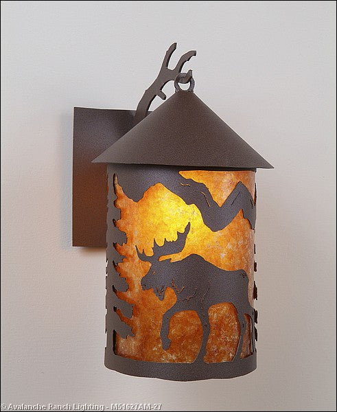 Avalanche Ranch Lighting M51627AM-27 Cascade Lantern-Mountain Moose One Light Wall Sconce Outdoor Bronze / Dark